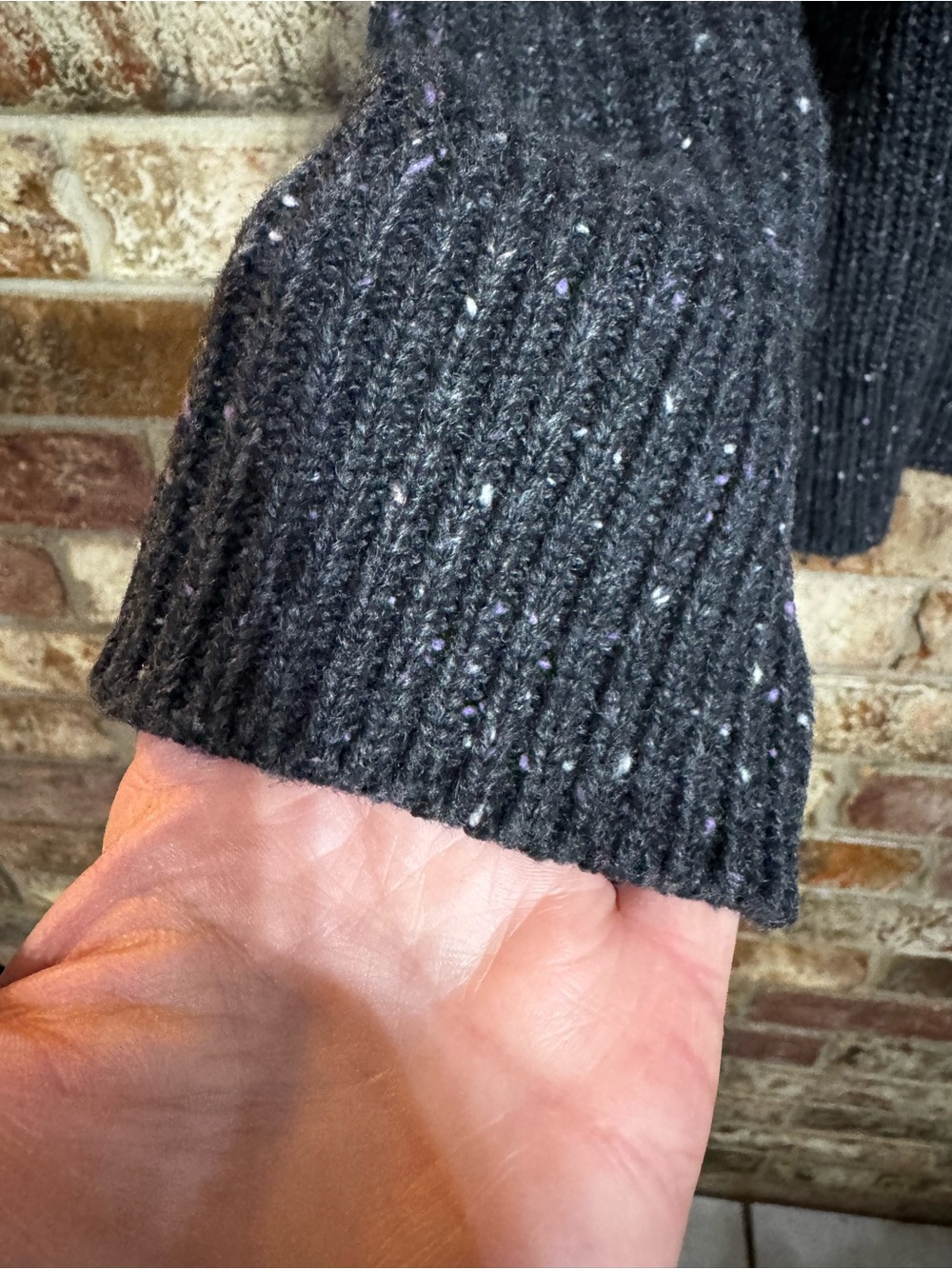 Weatherproof Vintage style Charcoal Speckled Ribbed Crewneck Sweater - Picture 4 of 6
